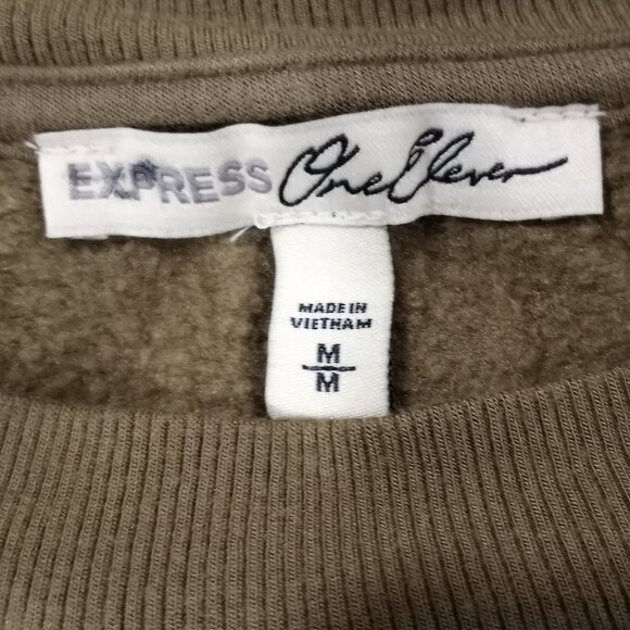 EXPRESS ONE ELEVEN OLIVE GREEN SWEATHSHIRT MINI DRESS WITH TIE FEATURE WOMEN M - Picture 3 of 8